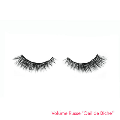 Faux cils eyeliner magnétique - Volume russe oeil de biche - Double frange