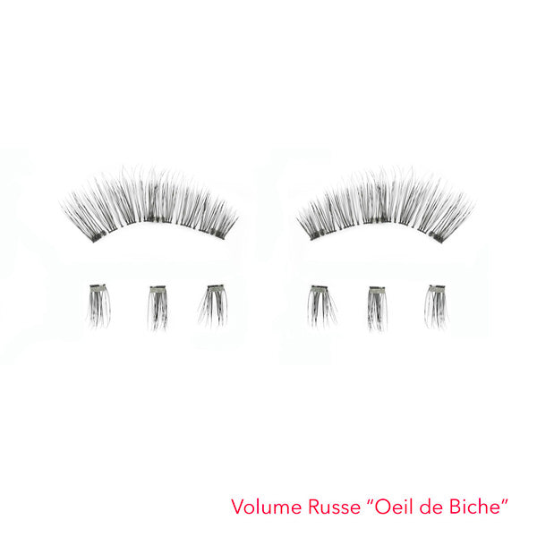 Double frange d faux cils magnétiques 3 aimants en volume russe oeil de biche
