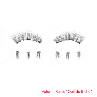 Double frange d faux cils magnétiques 3 aimants en volume russe oeil de biche